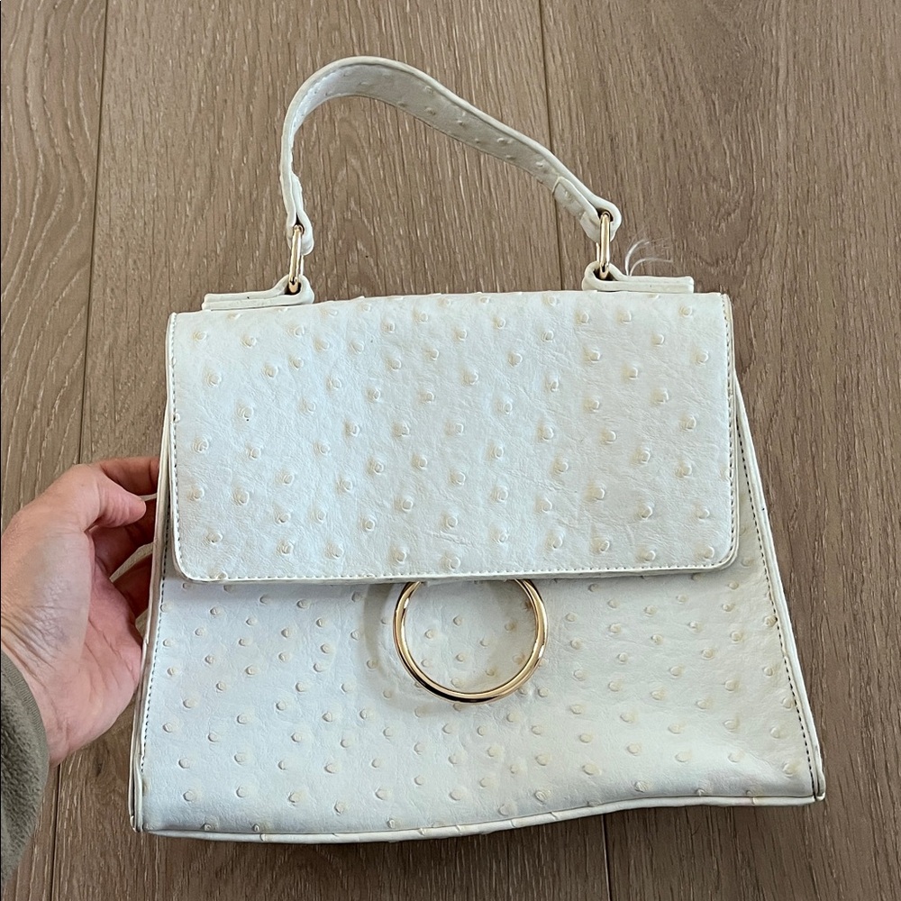 Elegant White Handbag with Gold Accent by Crossi